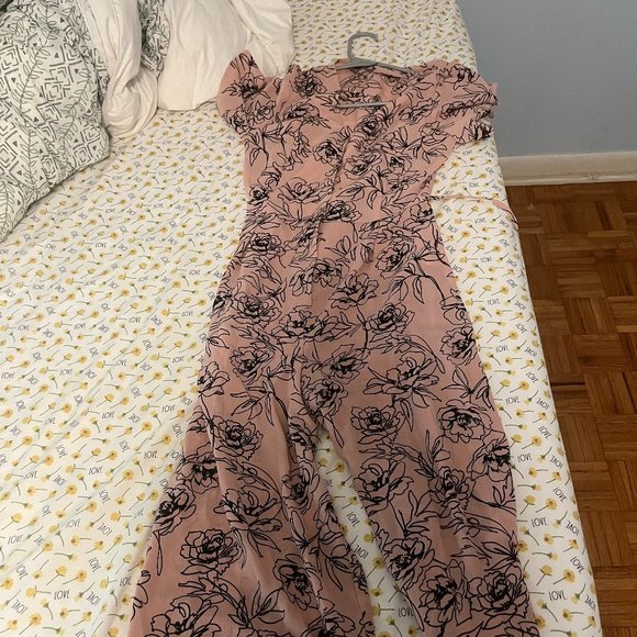 ASOS DESIGN tea button front jumpsuit in sketch floral - Picture 1 of 2